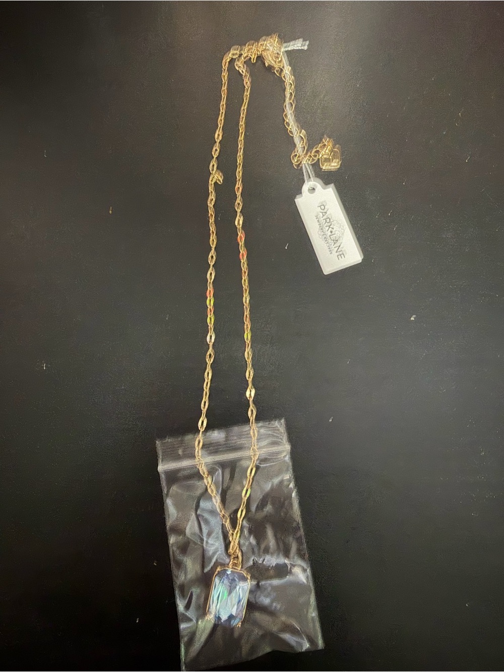 Park Lane Gold Chain with Iridescent Blue-Green Pendant